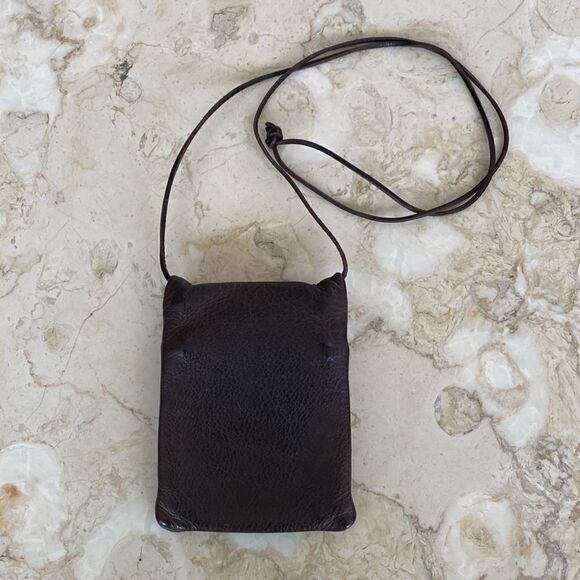 Roots Leather Crossbody Hanging Pouch Mini Bag Passport Holder Vintage - Picture 10 of 14